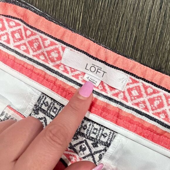 Loft The Rivera Short Pink Black Aztec Print Cotton Size 4 - Picture 8 of 8